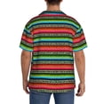 thumbnail image 3 of KLL Mexican Leopard Serape Blanket Stripes Print Men's Shirt Short Sleeve Button Down Summer Cuba Beach Shirts-Large, 3 of 5