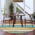 thumbnail image 3 of Round Rugs 6Ft, Farmhouse Teal Brown Round Area Rug Washable Indoor Throw Carpet, Ombre Wooden Pastoral Soft Non Slip Circle Rug for Office Cabinet Home Decor Aesthetic, 3 of 8