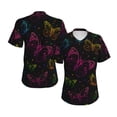 thumbnail image 3 of Yiaed Butterfly Print Women's T Shirt V-Neck Short Sleeve Shirt Casual Breathable Tee Summer Tops-Small, 3 of 5