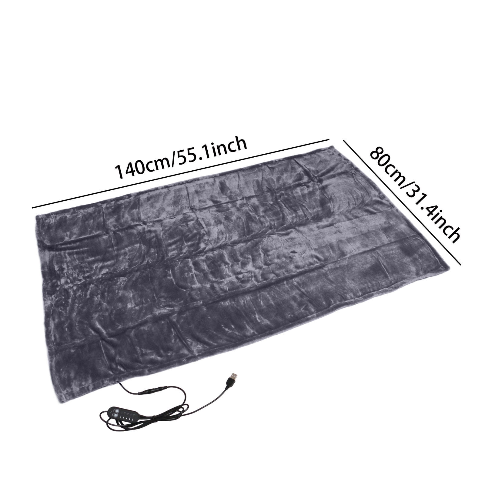 55"x31" Portable USB Heated Blanket Throw, 5V Electric Throw with 3 Heat Levels & 8 Heating Zones, Wearable Heating Shawl for Car Travel Camping Indoor Outdoor Use