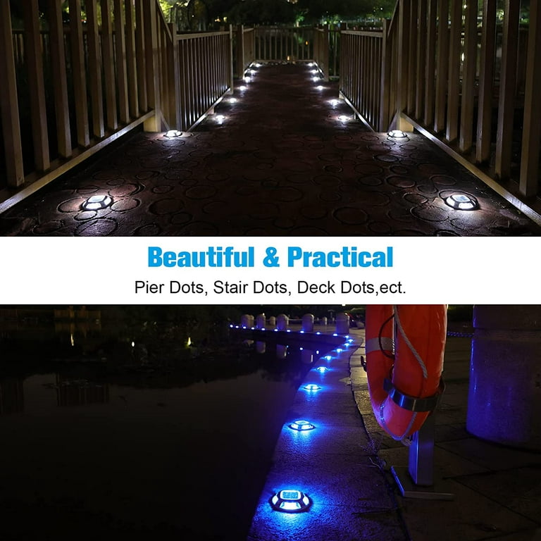 Solar Driveway Lights Dock Marine Lights 4-Pack,2 Colors in 1