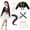 Black A#02, variant on 6-Piece Pop Singer Halloween Costume for Girls, Cropped Zip Jacket, Sleeveless Top, Shorts and Braided Ponytail Extension for Stage Performance, Cosplay Dress Up and Parties