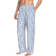 thumbnail image 2 of Uemuo Gray White Floral Pattern Men's Wide Leg Palazzo Lounge Pants with Pockets Light Weight Loose Comfy Casual Pajama Pants-Medium, 2 of 9