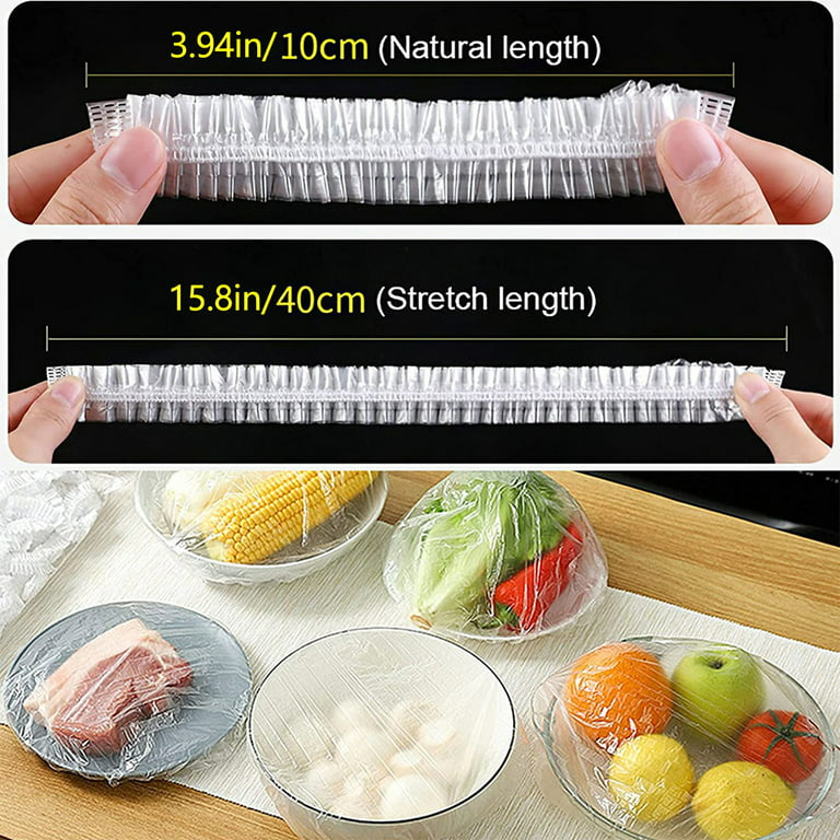 Casewin 100-Reusable-Elastic-Food-Storage-Covers, Stretchable Plastic Wrap  Bowl Covers with Elastic Edging, Covers for Storage Containers for Bowl