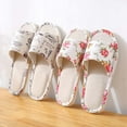 thumbnail image 2 of Pantuflas de lino de verano con estampado pastoral para el hogar, antideslizantes, para parejas, de lino, para hombres y mujeres, para viajes, de algodón y lino, 2 of 6