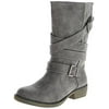 Womens Truly McClearan Strap Motorcycle Boot Shoe, Charcoal, US 7