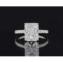 solitaire jewels 3.5CT Radiant Moissanite Hidden Halo Engagement Ring For Women, 10K White Gold