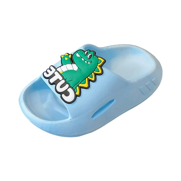 Yindaity Boys and Girls Slippers Comfortable Soft Sole Thick Bottom Non Slip Home Cute Cartoon Slippers (Sky Blue,4.5-5 Years)