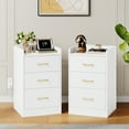 thumbnail image 5 of Homfa 2 Pcs White Nightstand for Bedroom, Storage Cabinet with Charging Station and 3 Drawers, Modern Sofa Table for Living Room, 5 of 9