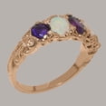 thumbnail image 3 of LBG British Made 14k Rose Gold Natural Amethyst & Opal Womens Band Ring - 33 size options - Size 9.5, 3 of 6