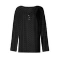 thumbnail image 4 of BLVB Long Sleeve Eyelet Tops for Women Trendy Spring Summer T Shirts V Neck Casual Dressy Loose Tunic Tee Blouses, 4 of 4