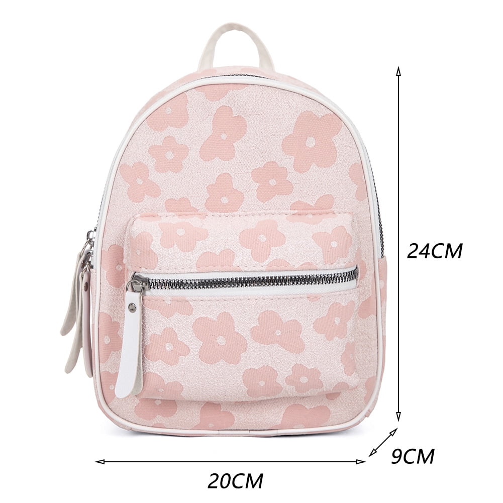 Yucurem Retro Flower Print Backpacks, Small Solid Color Nylon School Bags  for School Travel Outdoor (Brown) 