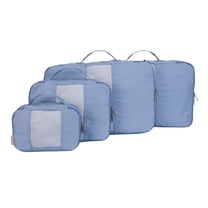 btL Brand 4 Piece Nylon Mesh Front Zippered Expandable Compression Packing Cubes, Blue Shadow