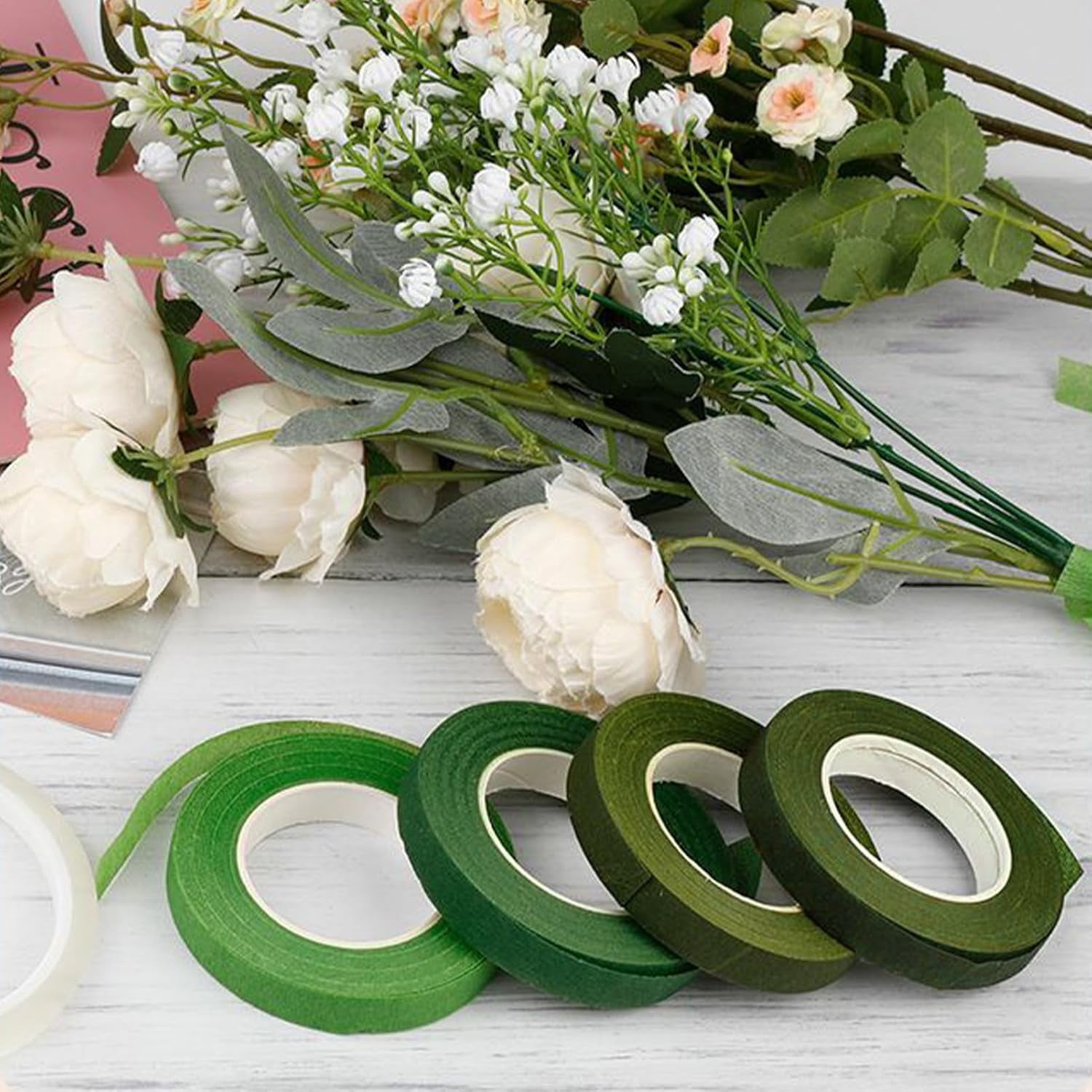 Floral Arrangement Kit with Thread Cutters Tape Paddle Stem Wire and Diamond Pins, Bouquet Wrapping Supplies for Florists Wedding