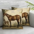 thumbnail image 3 of Creowell Horse Foal Field Pillow Covers for Couch Sofa Indoor Outdoor Throw Pillow Cover Short Plush Square Design 1PC 24x24in, 3 of 5