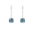 thumbnail image 3 of 0.2 ct Lever-Back Drop Dangle Earrings for Women | 3.0mm Round Cut Blue Moissanite | 18K White Gold, 3 of 5