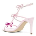 thumbnail image 3 of FSJ Women Sexy Bows Rhinestone Open Toe Sandals Strappy Stiletto High Heels Ankle Buckle Backless Wedding Party Dress Shoes Size 5 Pink, 3 of 4