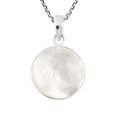 thumbnail image 3 of Fierce and Noble Wolf White SeaShell Sterling Silver Round Pendant Necklace, 3 of 6