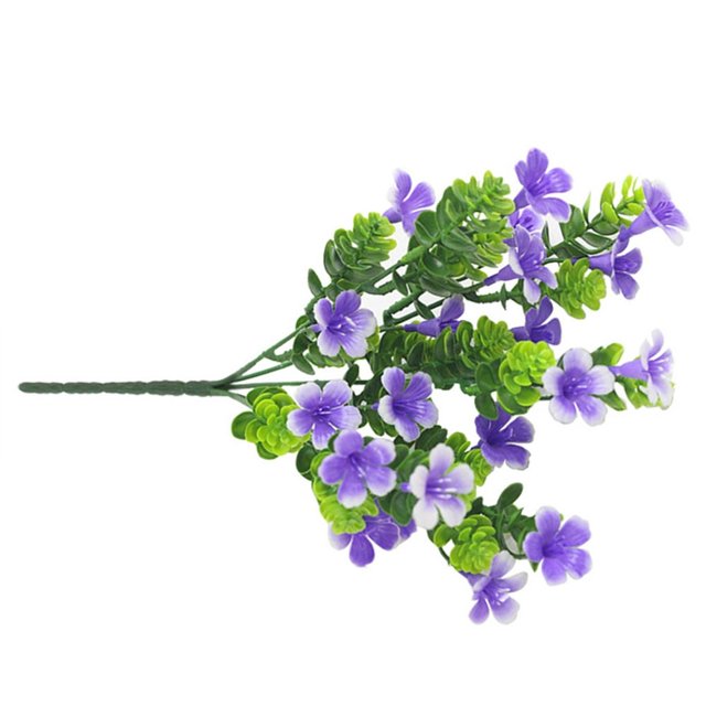 5-branch Artificial Flower Grass Bouquet Simulation Floral Decor Home Table Centerpiece Fake Flower Purple