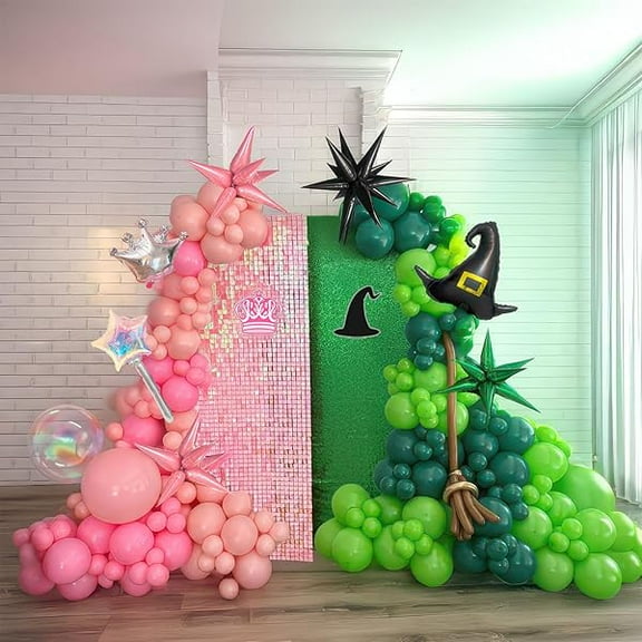 Hunter Green and Pink Balloon Garland Arch Kit 150pcs Sage green Pastel Pink balloons for birthday Baby Shower Jungle Safari wild one Witch fantasy Theme party decorations