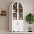 thumbnail image 2 of HSUNNS 71" Tall Kitchen Pantry Cabinet with Arched Glass Doors and Adjustable Shelves, Freestanding Modern Farmhouse Hutch Cupboard, Wooden Storage Cabinets for Kitchen Dining Room, White, 2 of 9