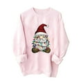 thumbnail image 2 of Tops for Women Plus Size Christmas Printed Long Sleeved Round Neck Off Shoulder Sweatshirt Pink7 XXL, 2 of 6