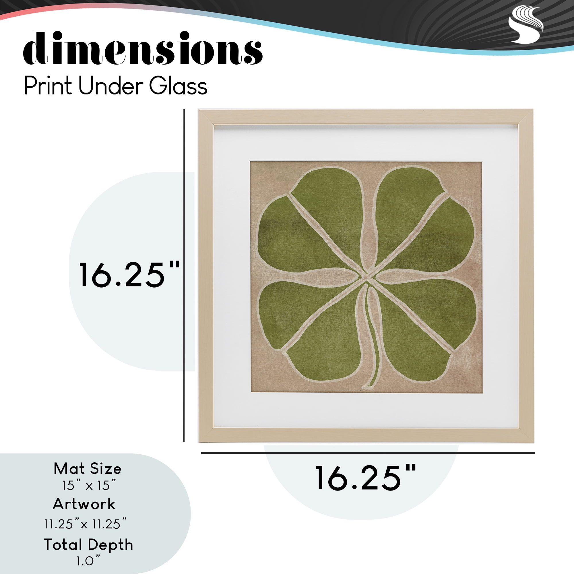 Neutral Symmetrical Clover Birch Framed Print Under Glass, design by June Erica Vess