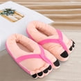 thumbnail image 4 of Big Toe Shoes, Funny Cartoon Cotton Slippers Toe Shoes, Warm Soft Slippers, Male Female Winter Cartoon Funny Indoor Warm Shoes - 11.8 x 11 inch (Rose Red, 1 pair), 4 of 5