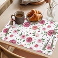 thumbnail image 3 of Farmhouse Flower Placemats Set&nbsp;of&nbsp;2 Country Rose Red Floral Leaf Texture Heat Insulation Washable Place Mats, Non-Slip Table Mats for Dining Table Party Kitchen Decor,13x19 Inch, 3 of 9
