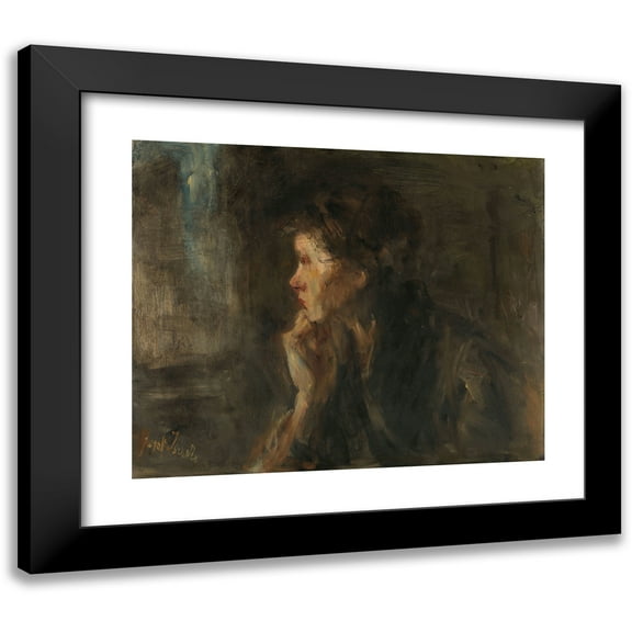 Jozef Israëls 14x12 Black Modern Framed Museum Art Print Titled - ‘Meditation’ (1896)