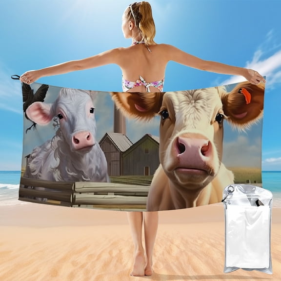 BCIIG Farm Animals Theme Quick Dry Bath Towel 27.5x55in Ultra-Fine Fiber Towel for Beach Vacations and Outdoor Recreation 55x27.5in