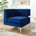 thumbnail image 2 of Tufted Sofa Corner Chair, Velvet, Blue Navy, Modern Contemporary Urban Design, Living Lounge Room Hotel Lobby Hospitality, 2 of 5