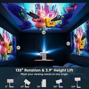 [Netflix Ready] Smart Projector with WiFi and Bluetooth, 4K 1080P Support, Electric Focus & Auto Keystone, Rotatable & Height-Adjustable Stand, Max 250 Screen