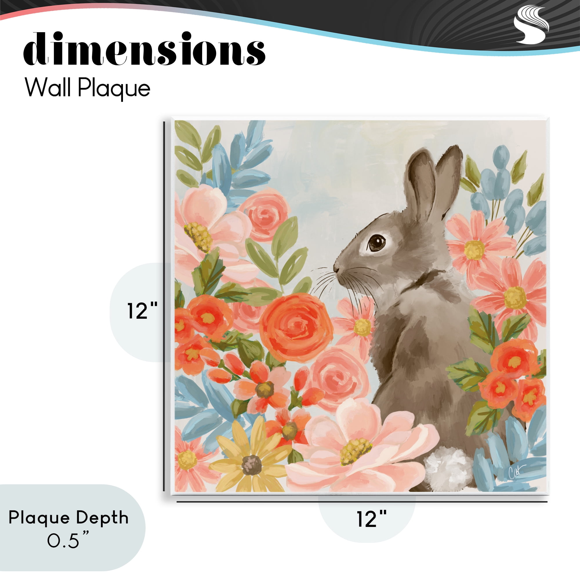 Stupell Industries Bunny In The Blooms Wall Plaque Art, design by Cat Thurman Designs