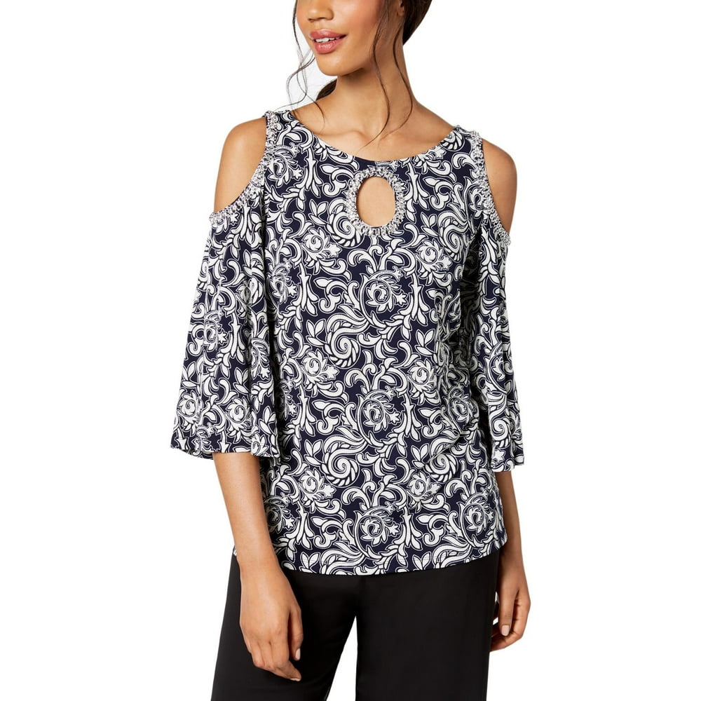 MSK - MSK Womens Embellished Cold Shoulder Pullover Top - Walmart.com