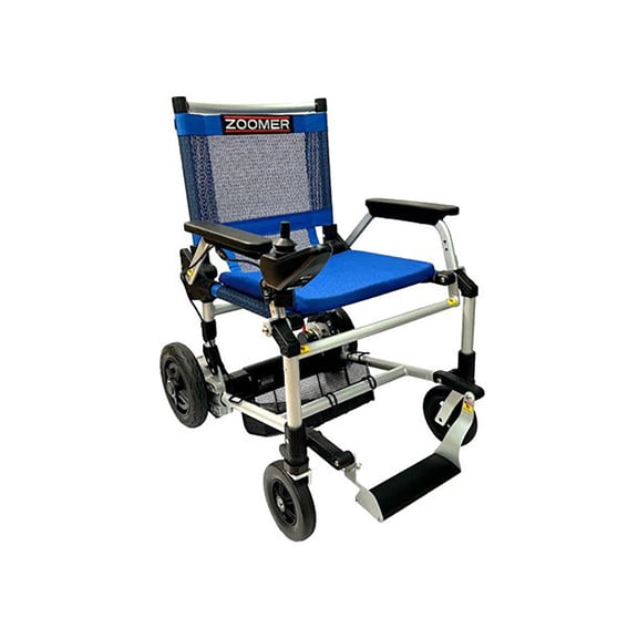 Zoomer Folding Power Chair, One-Handed Control, Blue, FDA Listed