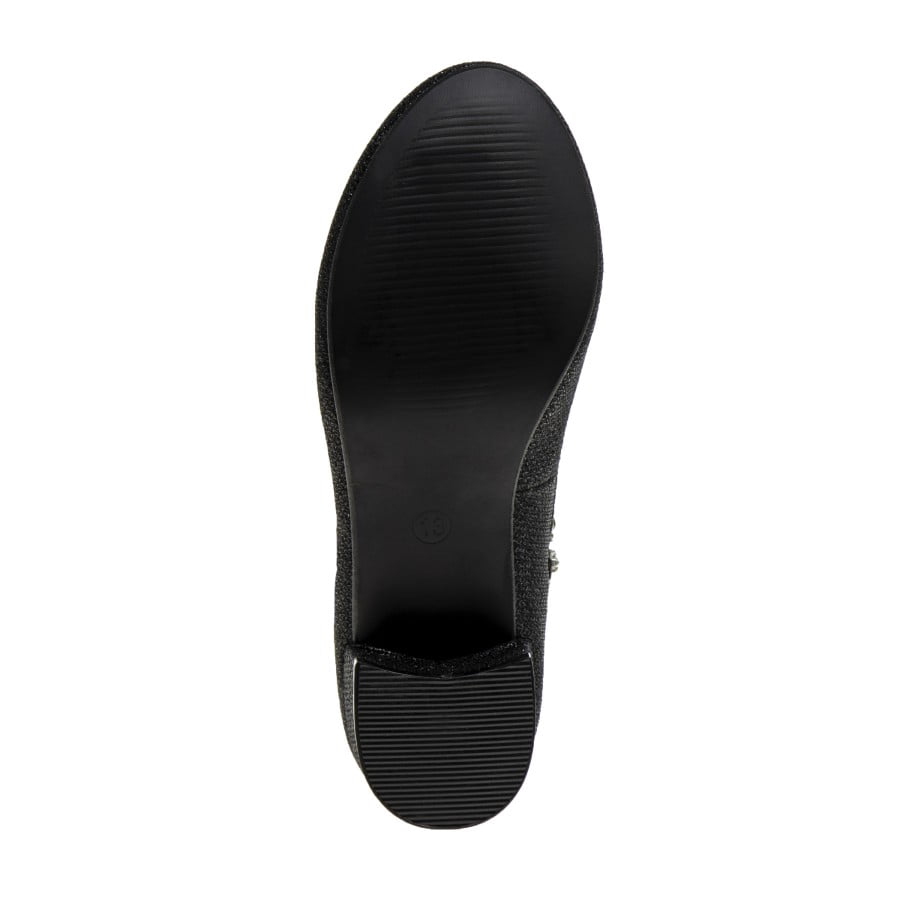 Badgley Mischka Little Kids Girls Block Heel Dress Shoes, Black Glitter, 2