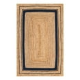 thumbnail image 3 of Unique Loom Braided Jute Collection Area Rug - Gujarat (5' 1" x 8' Rectangle Natural and Navy Blue/Navy Blue), 3 of 7