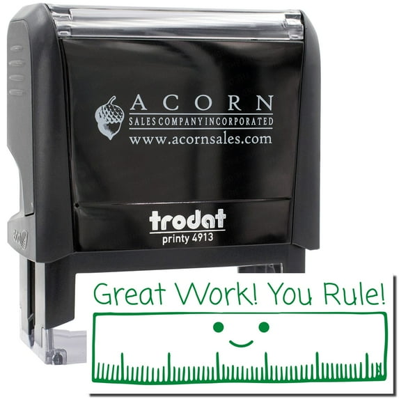 Large Self-Inking Great Work You Rule Stamp, Trodat Printy 4913, Press and Print Stamping, Impression Size 7/8" x 2-1/4", Up to 10,000 Impressions - Green Ink