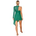 thumbnail image 3 of Doomiva Women's Lace Patchwork One Shoulder Asymmetric Leotard Lyrical Dance Figure Ice Skating Dress Green L, 3 of 7