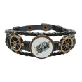 thumbnail image 1 of Dados los efectos fresco cráneo ilustración Pulsera marina tejida en cuero, 1 of 4