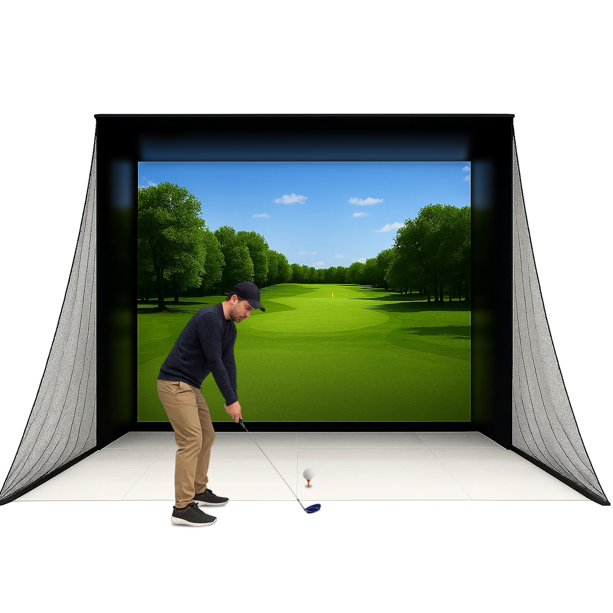 RXFSP Golf Simulator Enclosure Kit with Upgraded HD Impact Screen ...