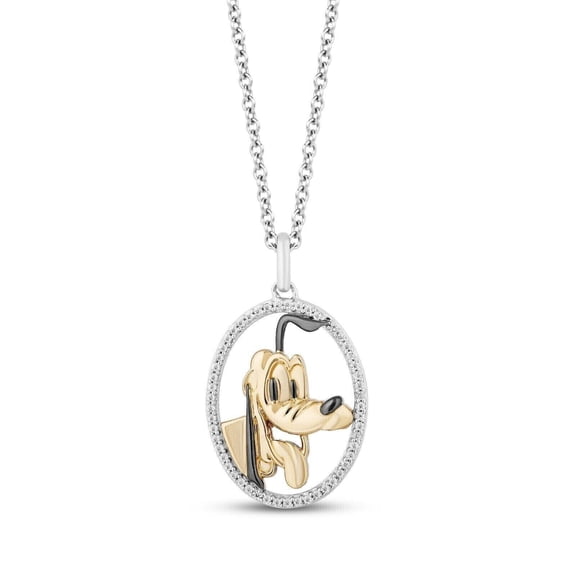 0.50Ct White Diamond Pluto Dog Necklace Pendant 14k Two Tone Gold Over