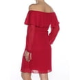 thumbnail image 4 of maison Jules Womens Ruffled Off The Shoulder Shift Dress, Red, Small, 4 of 4