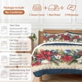 thumbnail image 6 of Poinsettia Fir Leaf Berry Comforter Set Full Size, Christmas Balls Blue Beige Soft Bedding Set for Man Woman, 4 Pieces Duvet Cover Set with Fitted Sheet, 2 Pillowcases, 6 of 9