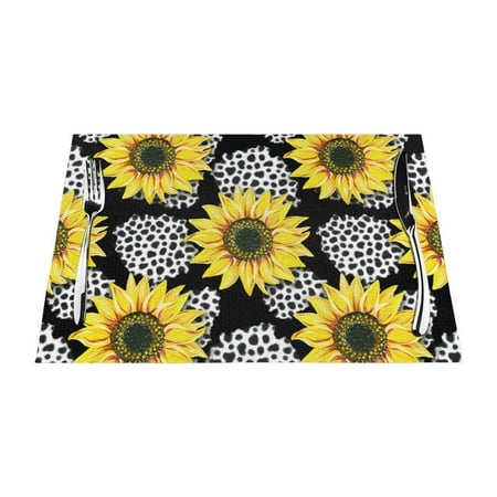 

XMXT Woven Placemats Set of 1 Sunflower Realistic Coloring Stain Resistant Table Runner Anti-Skid Place Mats for Dining Table 12 x 18 inches