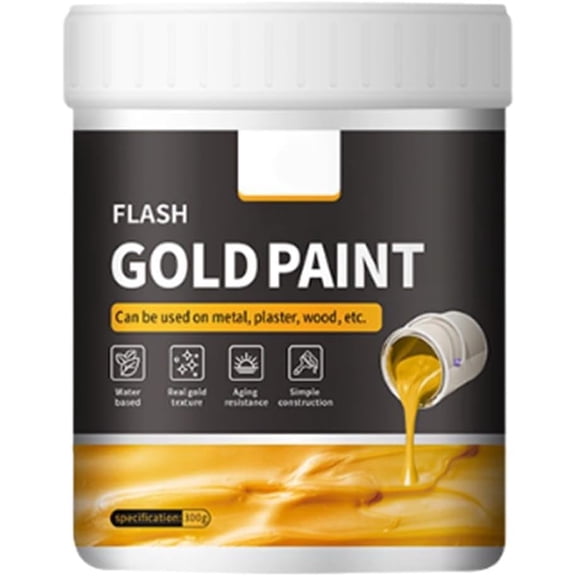 Multipurpose Water-Based Flash Gold Paint for Wood, Metal & Crafts  Metallic Gold Acrylic Paint with Brilliant Finish, Liquid Gold Leaf Paint for Furniture, Decor & DIY Projects (300g)