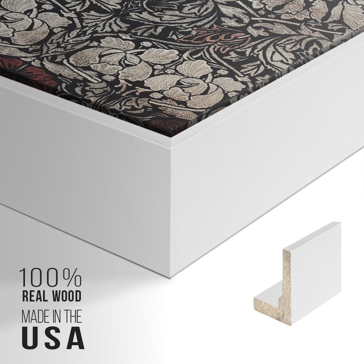Vintage Abstract Print-XXII Framed in White Wood Gallery Wrapped Canvas 27 in. x 41 in.