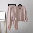 thumbnail image 2 of FAIWAD Women's 2 Piece Sweater Set Long Sleeve V Neck Pullover Sweater and High Waisted Slacks Lounge Outfits, 2 of 9
