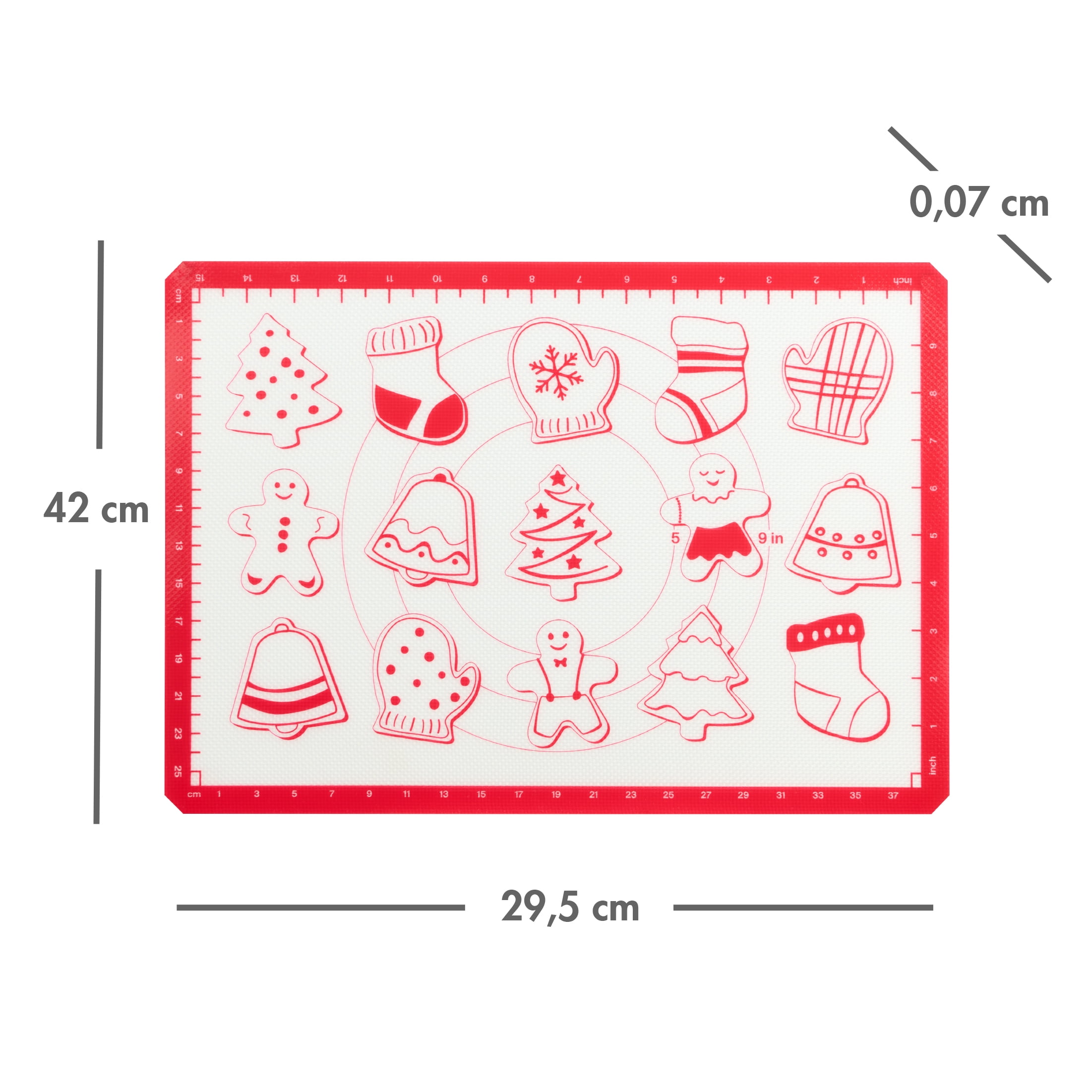 Holiday Time Silicone Baking Mat, Red and White